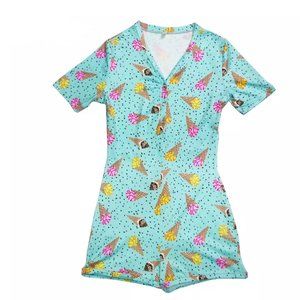 Colorful Ice Cream Cone Designed Short Sleeve Onesie Pajama
